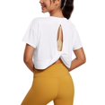 thumbnail image 1 of Remera CRZ YOGA de manga corta, espalda abierta, corta, blanca, talla XL, 1 of 5