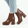 thumbnail image 5 of Journee Collection Womens Mollie Square Toe Platform Ankle Booties, 5 of 7