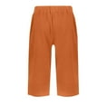 thumbnail image 5 of Huankd Bermuda Shorts For Women Linen Shorts Knee Length Elastic Waist Long Shorts Casual Summer Shorts Petite Capri Pants Dressy Beach Comfy Pull On Shorts With Pockets Saffron S, 5 of 5