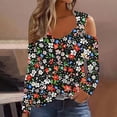 thumbnail image 2 of PuLe Women's Top Women's Cold Shoulder Tops Long Sleeve V Neck Shirts Hollow Out Tee Shirts Slim Fit Tunic Tops for Fall Winter, 2 of 5