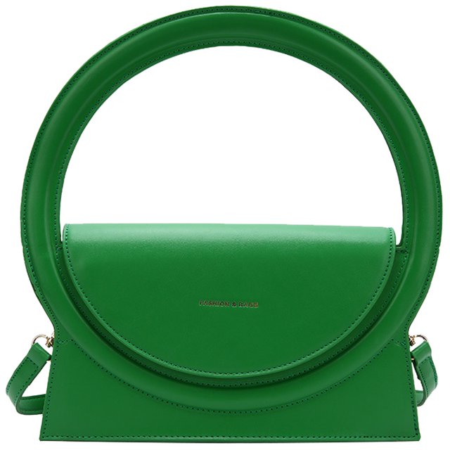 Bolso de mano con anillo redondo para mujer, Bolso de hombro con diseño de círculo grande, Bolso de hombro de cuero