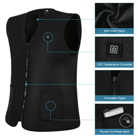 - Yosoo Electric Heated Vest Powered by Power Bank Mobile Warming Inner Vest