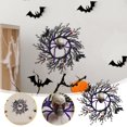 thumbnail image 2 of SUOKOM Halloween Wreath, 14.9in Black Spider Artificial Wreath with LED Lights, Halloween Wreath for Front Door Decoration Battery Operated Glitter Sparkling Wreath, Outdoor Window Porch Patio Wreath, 2 of 6