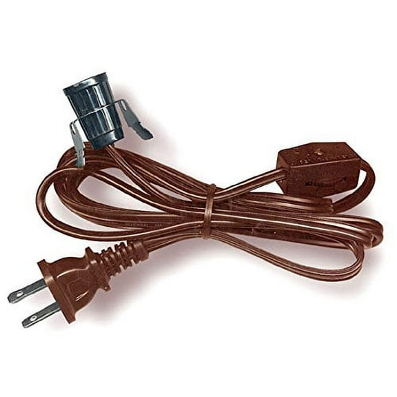 National Artcraft Heavy Duty Lamp Cord Set with Clip-In Socket, Switch and Plug - 6' - Brown (Pkg/1)