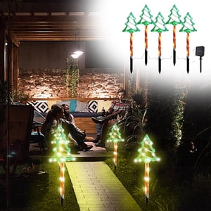Iumwxz lumières solaires extérieures LED Solar Ground Mounted Christmas Tree Light One to Five Yard Lights Outdoor Garden Décoration Christmas Colored Lights jardin lumières patio lumières en plastique
