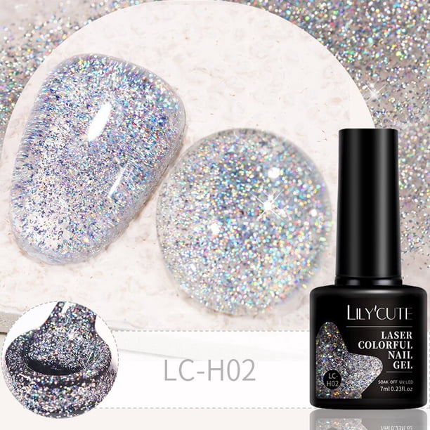 LILYCUTE 7ml brillo reflectante capa superior Gel esmalte de uñas espumoso Auroras láser semipermanente Soak Off UV Nail Art Gel barniz zhangmengya LED