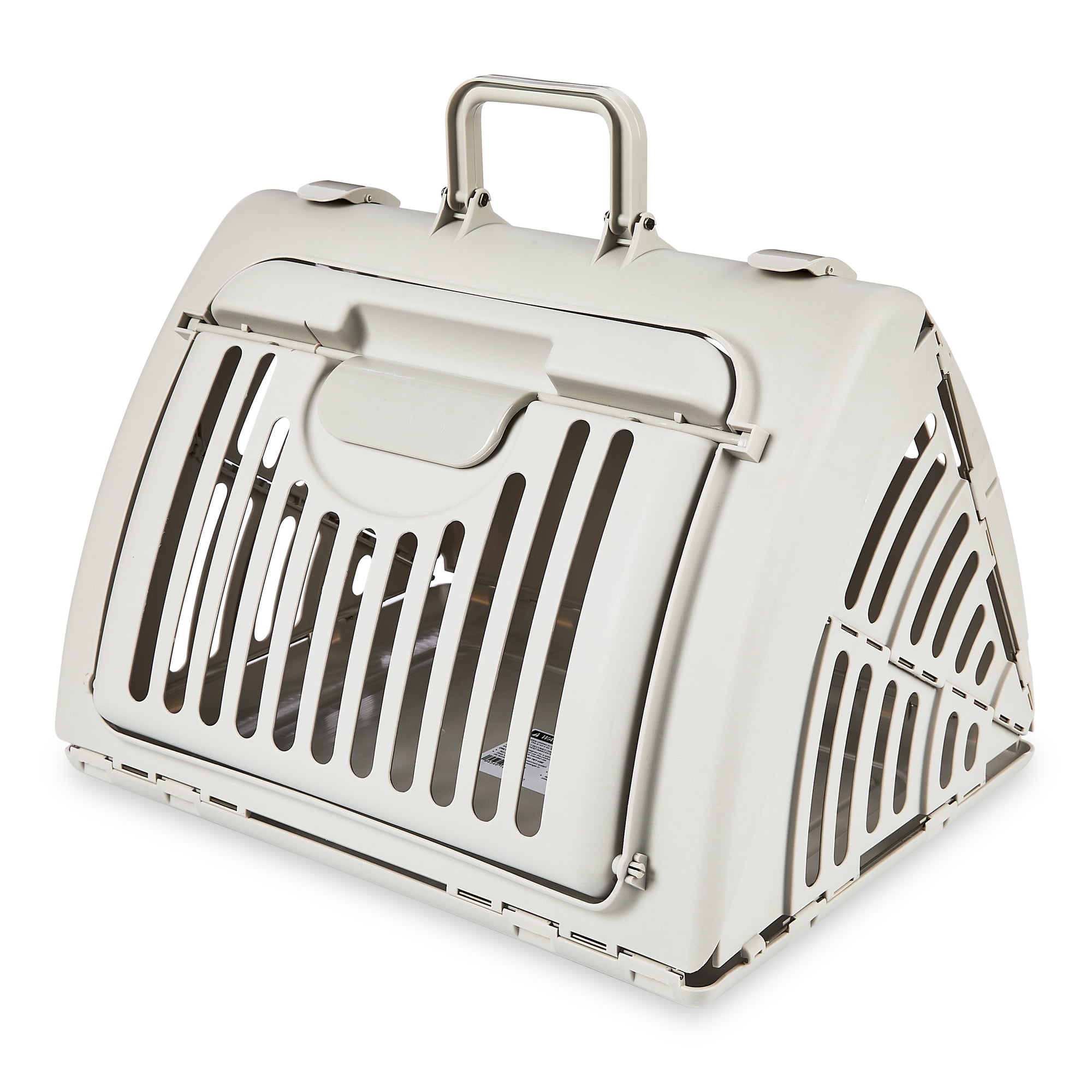 Vibrant Life One Size Plastic Foldable Hard-Sided Cat Carrier, Gray