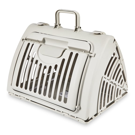 Vibrant Life One Size Plastic Foldable Hard-Sided Cat Carrier, Gray