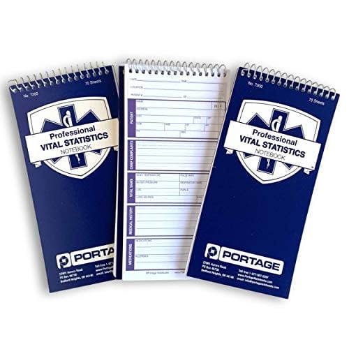 Cuaderno vital EMT/RP: 8"x4" p/ signos vitales e info. paciente - 210 páginas (paq. 3)