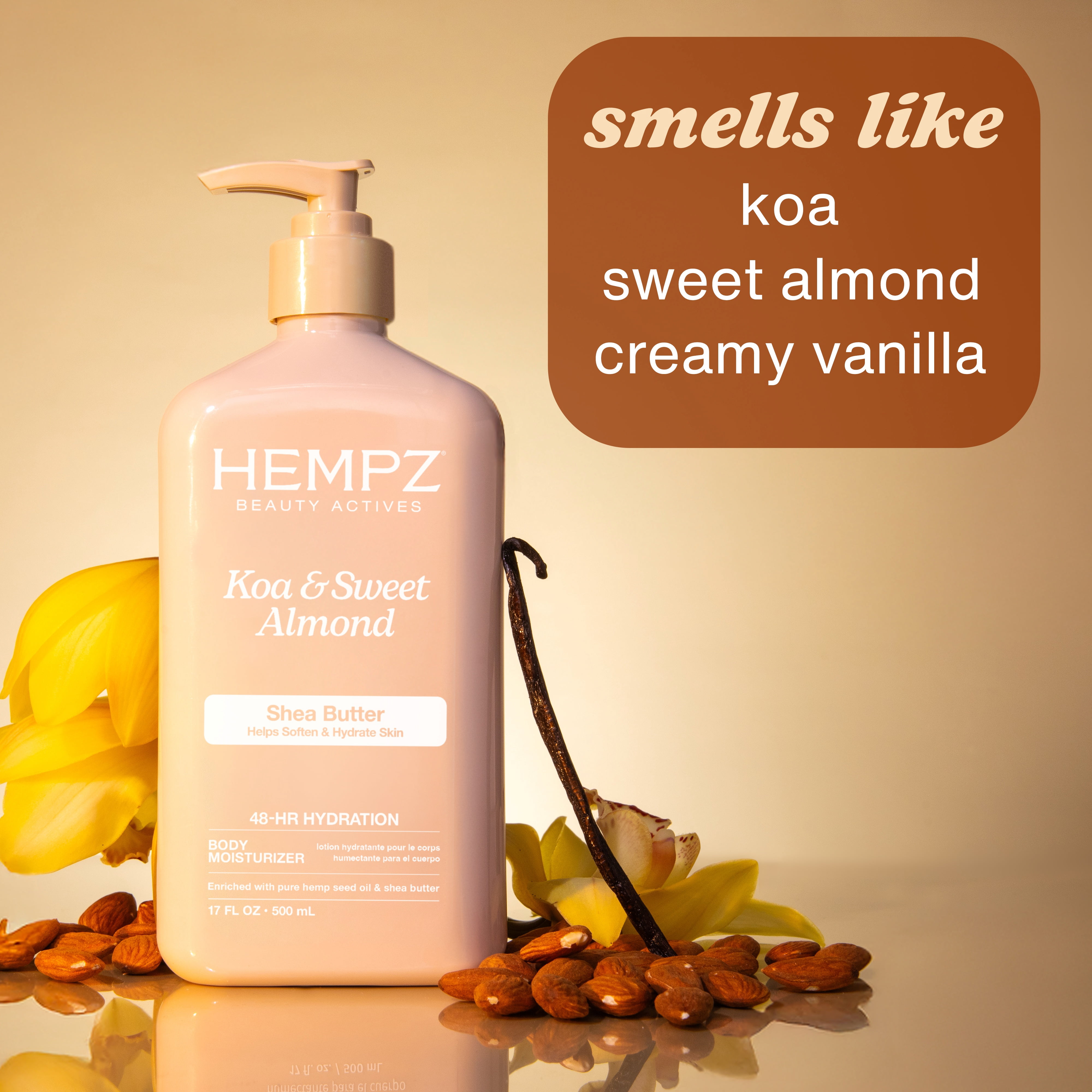 (2 pack) Hempz Beauty Actives Koa and Sweet Almond Herbal Body Moisturizer Lotion with Shea Butter for Dry Skin,17 fl.oz.