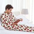 thumbnail image 6 of Honeii Hand Drawn Strawberry Pattern Mens Pajamas Set,2pcs Men's Lounge Long Sleeve Sleep Shirt and Pajama Bottoms Sleepwear Set,Mens Pjs Sets-X-Large, 6 of 7