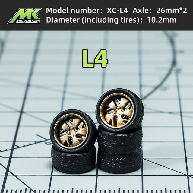 1/64 Diecast wheels 1/64 Scale Car Wheels And Tires Compatible with HotWheels Model JDM Tomica MiniGT - Modified Part L4 10.2mm