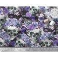 thumbnail image 2 of Soimoi Cotton Cambric Fabric Skull,Rose & Anemone Flower Print Fabric by The Yard 42 Inch Wide, 2 of 4
