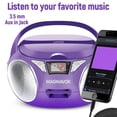 thumbnail image 5 of Magnavox MD6924 Boombox portátil con CD de carga superior y radio estéreo AM/FM en negro | Compatible con CD-R/CD-RW | Pantalla LED | Puerto auxiliar compatible | Reproductor de CD programable | (Púrp, 5 of 5