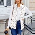 thumbnail image 6 of Women's Retro Printed Fashionable Warm Fleece Cardigan Vest Coat, Open Front Sleeveless Jacket for Unique Layering and Stylish Comfort,White,S, 6 of 6