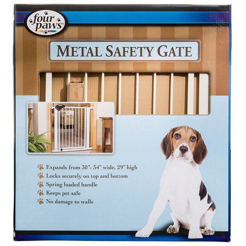 Four Paws Metal Safety Gate Walk Thru Pet Gate Fits 30 34 Inch Wide x 29 Inch High