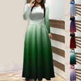 thumbnail image 6 of gakvbuo Plus Size Maxi Dress For Women Long Sleeve Fall Dress Es Casual Color Block Crew Neck Patchwork Long Dress Es, 6 of 6
