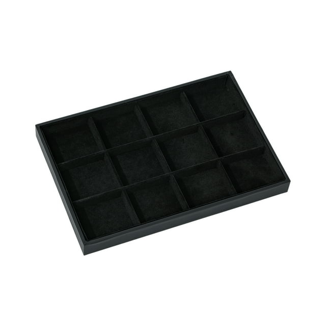 kurtrusly Versatile Velvet Cloth Jewelry Display Tray Durability And Exquisite Craft Combined Watch Tray 12 Black 1Set