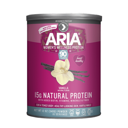Designer Protein Aria Women's Wellness Protein Powder, Vanilla, 15g Protein, 12