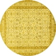 thumbnail image 1 of Ahgly Company Machine Washable Indoor Round Persian Yellow Traditional Area Rugs, 5' Round, 1 of 4