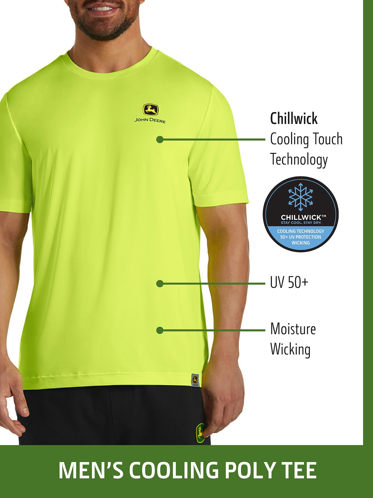 John Deere Chillwick™ Cooling Poly Logo Tee, Sizes S-3XL