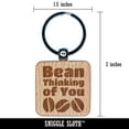 thumbnail image 2 of Coffee Bean Been Thinking Of You Cute Pun Square Keychain Charm Tag - Engraved Wood, 2 of 6