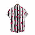 thumbnail image 4 of Handshe Men's Notched Collar Shirt, Short Sleeve Button Up with Valentine Print, Casual Wear for Dating and Daily Outfits, 4 of 6