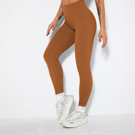 

THE WILD Women S Seamless Knitted Solid Color Buttocks Breathable Nine-Point Pants High Elastic Sports Running Yoga Pants Seamless High Waisted Workout Yoga Pants