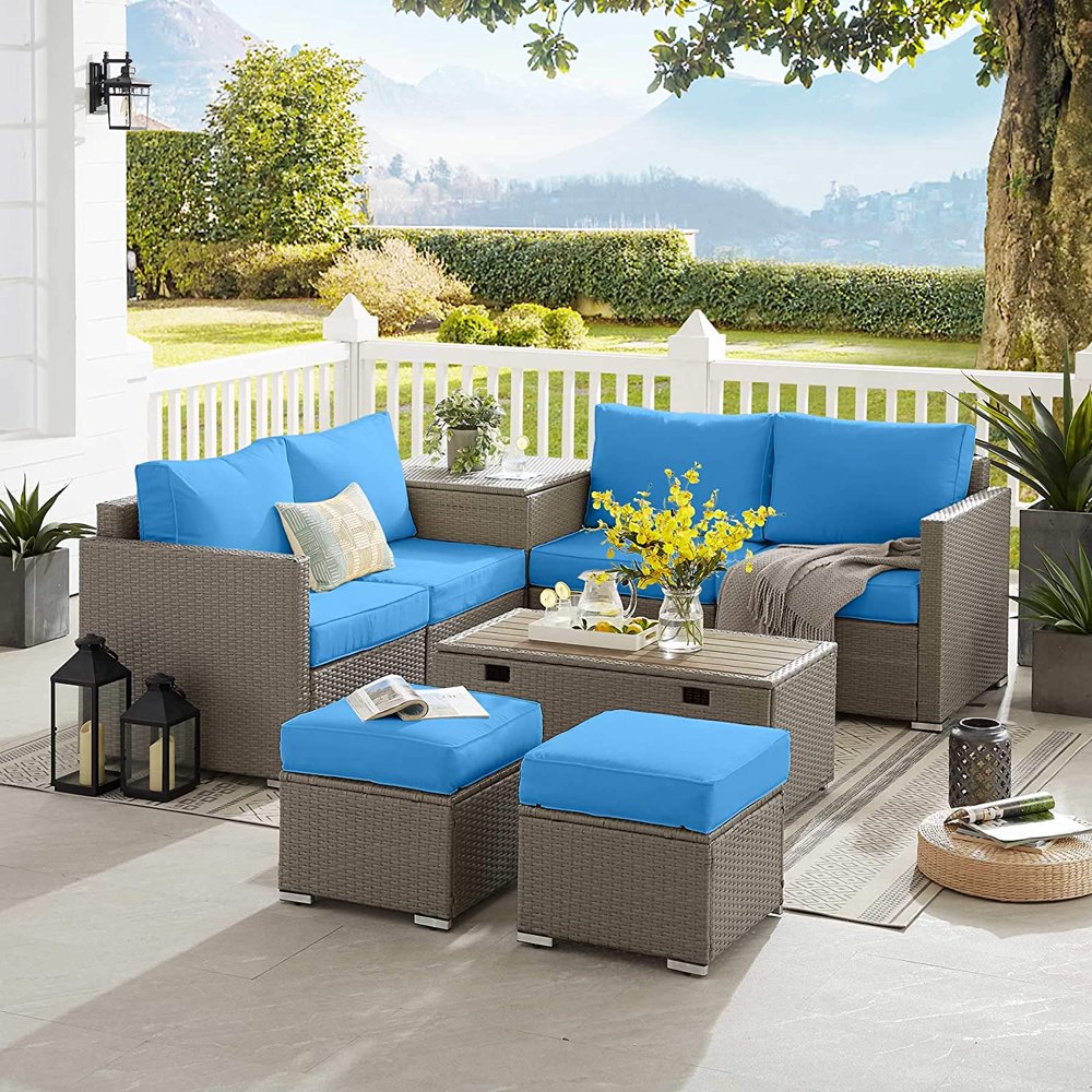 Tribesigns 8 Pieces Patio Furniture Set with 2 Storage Tables, Large