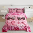 thumbnail image 2 of Castle Fairy Leopard Print Bow Knot Twin Comforter Sets,Dreamy Ribbon Bowtie Bedding Set, 2 of 8