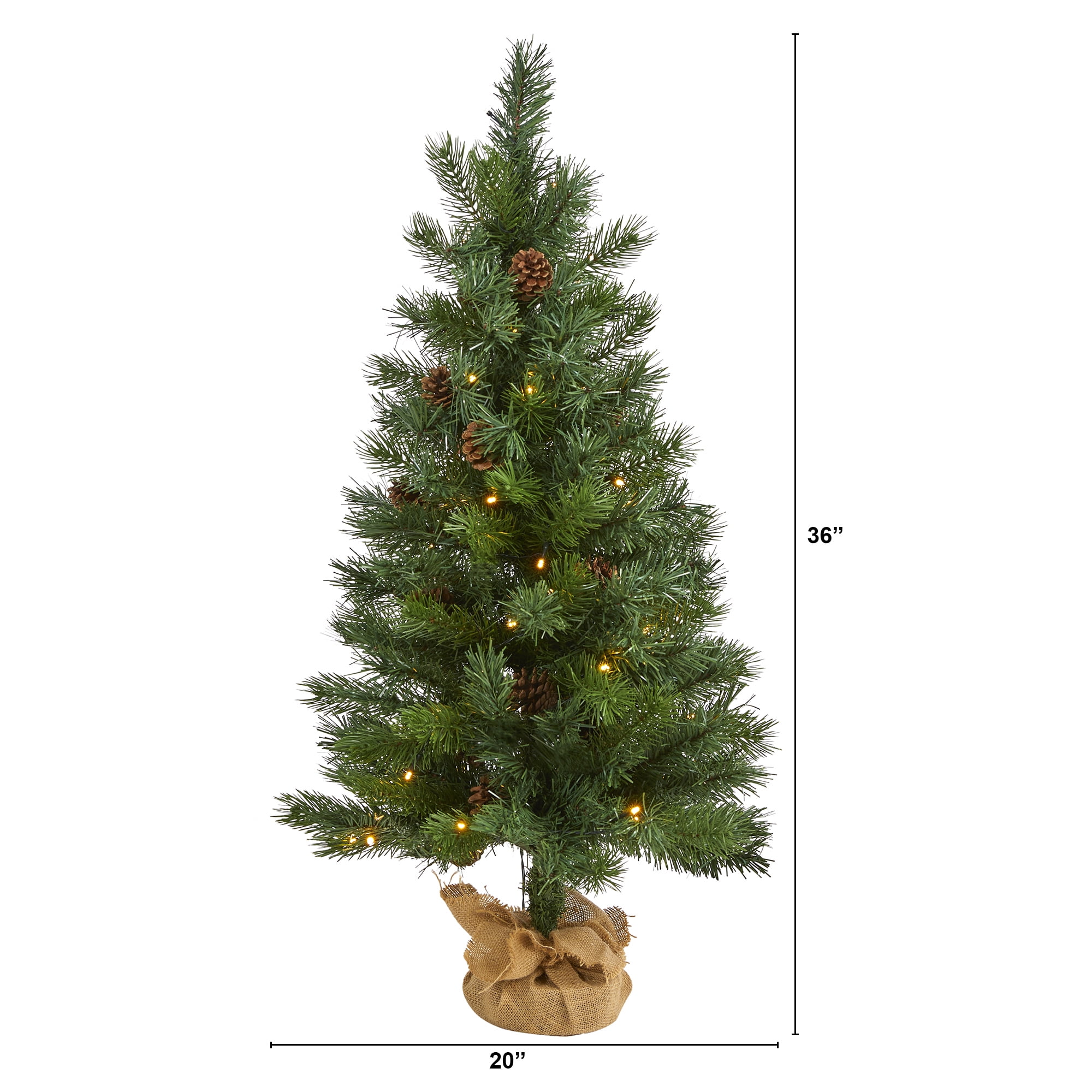 Nearly Natural 3' Prelit Fir Artificial Christmas Tree with 50 LED Lights