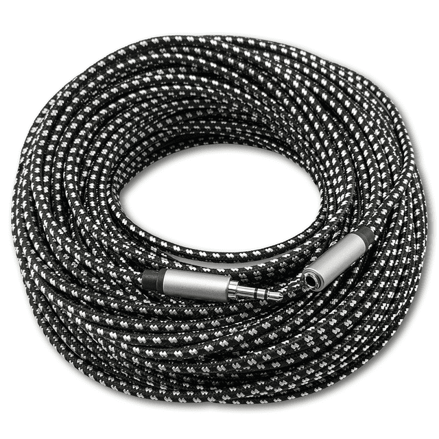 SatelliteSale AUXILIAR AUXILIAR CABLE DE AUDIO AUDIO A CABLE DE EXTENSIÓN AUX CABLE NEGRO / BLANCO Cordón de nylon (100 pies) SatelliteSale Cables estéreo