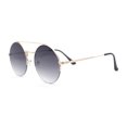 thumbnail image 3 of Hippie Gradient Round Circle Lens Metal Half Rim Double Bridge Sunglasses Gold - Smoke, 3 of 4