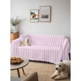 thumbnail image 6 of Pink White Stripe Couch Cover Sofa Covers 3 Cushion Sectional Couch, Modern Minimalist Geometric Striped Washable Sofa Covers Slipcover Sectional Sofa Cover, Furniture Protector 71"x150", 6 of 9