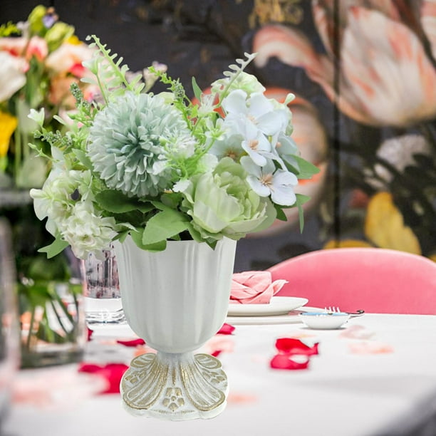 Florero para decoración de mesa interior de central para del comedor de estar Blanco BLESIY jarrón de centro de mesa