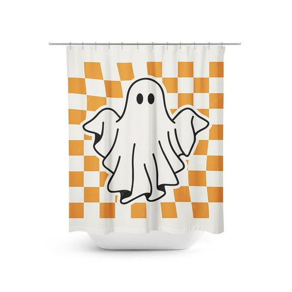 Halloween Shower Curtain Bath Mat Set, Halloween Bathroom Décor, Fall Shower Curtain, Ghost Shower Curtain Spooky Aesthetic Quick Dry Fabric Halloween Dorm Decor 66x72in