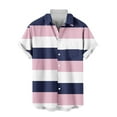 thumbnail image 5 of ZCFZJW Mens Casual Striped Shirts Button Down Short Sleeve Summer Hawaiian Shirt Loose Regular Fit Hippie Beach Vacation Tops with Pockets Pink XL, 5 of 6