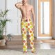 thumbnail image 2 of Balery Lemon Orange Pantalones de pijama para hombre, pijama ultraligero, pantalón de descanso-Medium, 2 of 6