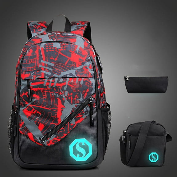 Mens Graffiti Three Piece Plaid Backpack,10style