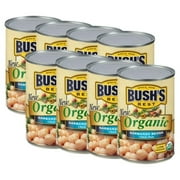 (8 pack) Bush's Canned Organic Garbanzo Beans, Canned Chickpeas, 15 oz Can
