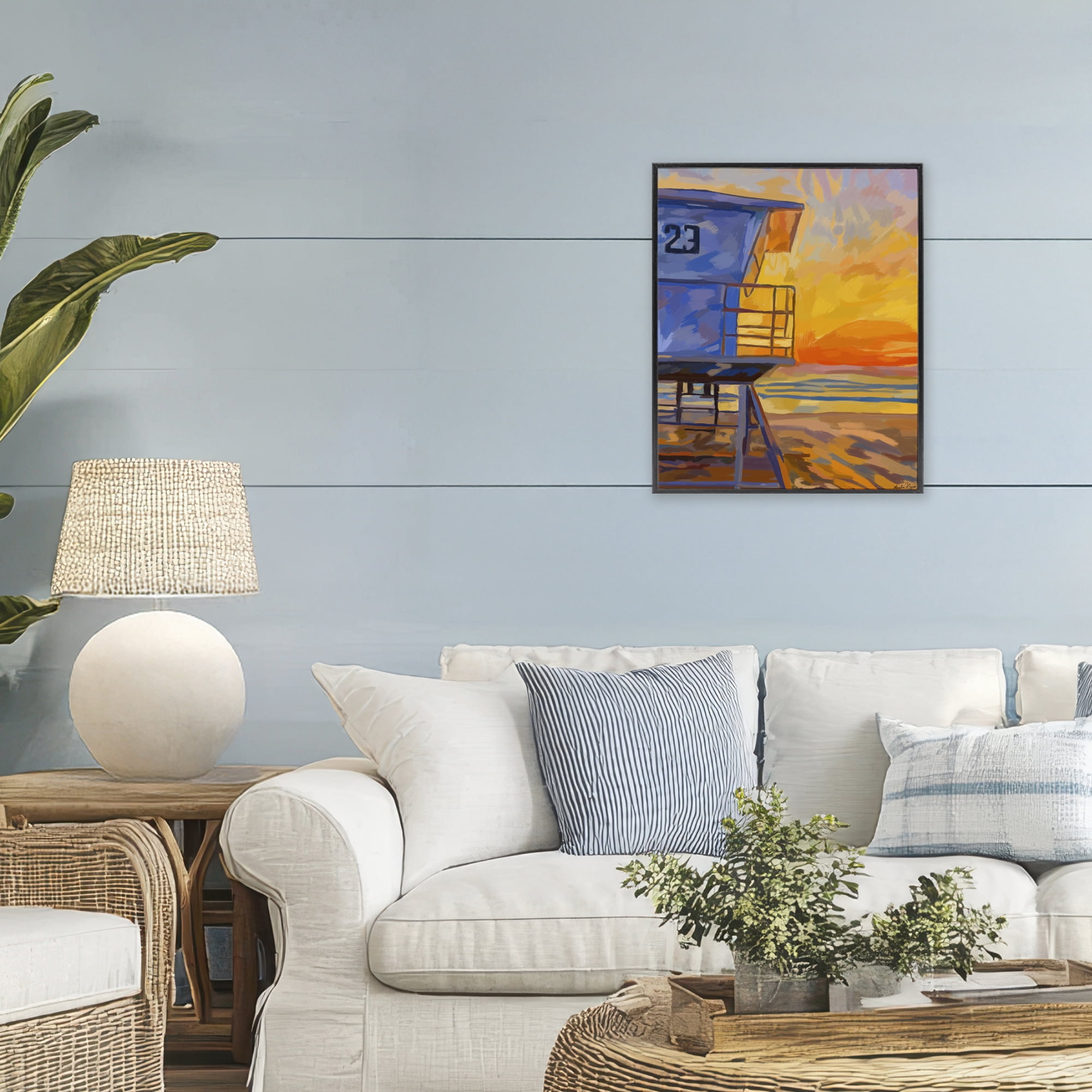 Stupell Industries Lifeguard Stand Sunset Black Framed Giclee Art, design by Amelia Noyes