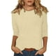 thumbnail image 1 of Mujer Casual O-Cuello Manga Tres Cuartos Color Sólido Top Complexion/XL, 1 of 9