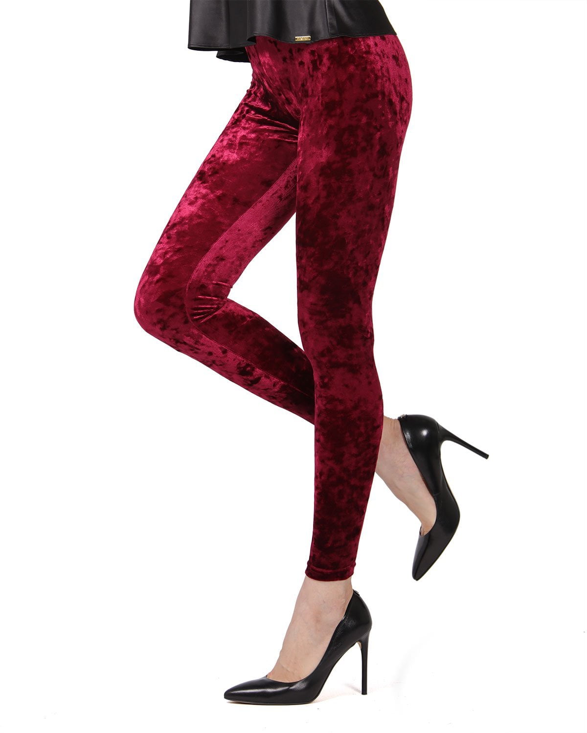 maroon velvet leggings