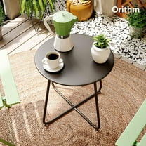 Orithm 18" Outdoor Side Table, 1 Pack Small Round Patio Table with Adjustable Footpads, Powder Coated Steel Coffee Table for Patio, Balcony, Porch