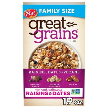 Post Great Grains Raisins, Dates & Pecans Cereal, Heart Healthy, Whole Grain, Crunchy 19oz Box