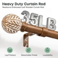 thumbnail image 5 of NewBuros Coffee Brown Wood Curtain Rod for Windows, 1" Diameter Heavy-Duty Wooden Curtain Pole Set, Adjustable Length 32 to 48 Inch with Decorative Leaf Finial., 5 of 9