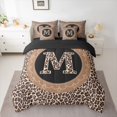 thumbnail image 2 of Feelyou Leopard Print Comforter Set 7pcs, Fashion Initial M Letter King Bedding Sets, 2 of 8