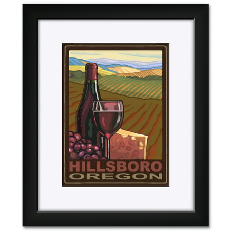 Hillsboro Oregon Wine Country Framed & Matted Art Print by Paul A. Lanquist. Print Size: 9