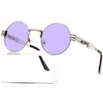thumbnail image 1 of Gafas de sol redondas AIEYEZO Steampunk con montura metálica y bloqueo UV 100%, 1 of 7