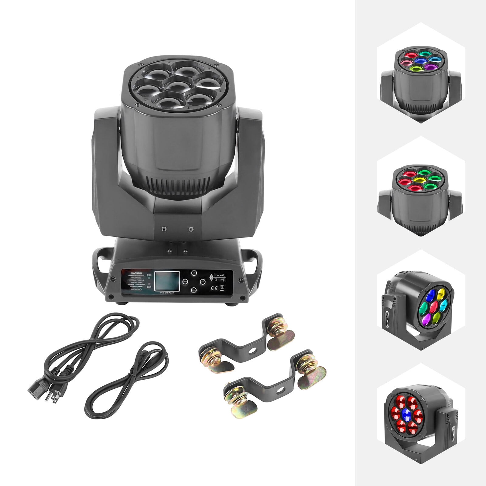 150W Moving Head Stage Light, RGBW 7 LED DJ Stage Uplight with Zoom for Entertainment Venues AC 90V-240V